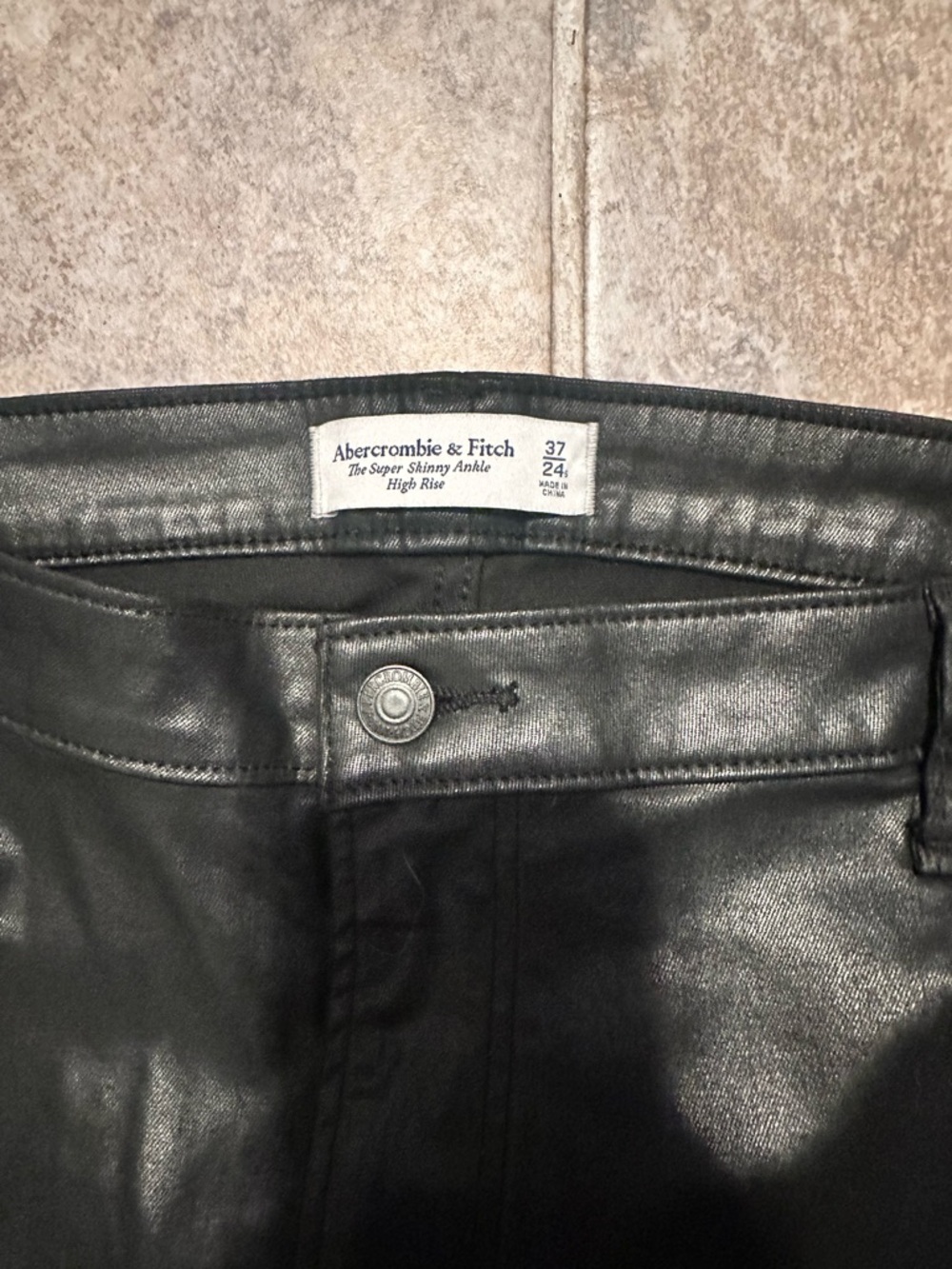 Abercrombie & Fitch Black Coated High-Rise Skinny Jeans